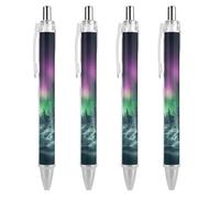 BTCOWZRV Aurora And Cloud Ballpoint Pens 4 PCS - 0.5mm Retractable Gel Pens with Comfortable Grip, No Bleed Black Ink, Personalized Ball Point Pen Smooth Writing Pens Gift for Men Women