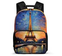 BTCOWZRV Backpack 16 Inch Travel Laptop Backpack for Men Women Eiffel Tower Casual Daypack Adjustable Computer Bag, Black, 40x28x16cm, Travel Backpacks