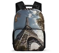 BTCOWZRV Backpack 16 Inch Travel Laptop Backpack for Men Women Eiffel Tower Casual Daypack Adjustable Computer Bag, Black, 40x28x16cm, Travel Backpacks