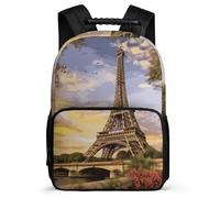 BTCOWZRV Backpack 16 Inch Travel Laptop Backpack for Men Women Eiffel Tower Paris Casual Daypack Adjustable Computer Bag, Style, 40x28x16cm, Travel Backpacks