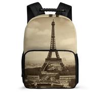 BTCOWZRV Backpack 16 Inch Travel Laptop Backpack for Men Women Vintage Paris Eiffel Tower Casual Daypack Adjustable Computer Bag, Black, 40x28x16cm, Travel Backpacks