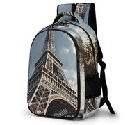 BTCOWZRV Backpack Travel Laptop Backpack for Men Women Eiffel Tower Casual Daypack Adjustable Lightweight Computer Bag, White, One Size, Travel Backpacks