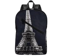 BTCOWZRV Backpack Travel Laptop Backpack for Men Women Eiffel Tower Casual Daypack Adjustable Lightweight Computer Bag, Black, One Size, Travel Backpacks
