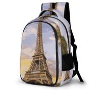 BTCOWZRV Backpack Travel Laptop Backpack for Men Women Eiffel Tower Paris Casual Daypack Adjustable Lightweight Computer Bag, White, One Size, Travel Backpacks
