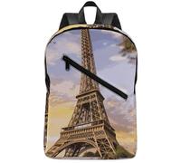 BTCOWZRV Backpack Travel Laptop Backpack for Men Women Eiffel Tower Paris Casual Daypack Adjustable Lightweight Computer Bag, Black, One Size, Travel Backpacks