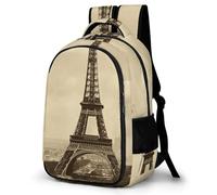 BTCOWZRV Backpack Travel Laptop Backpack for Men Women Vintage Paris Eiffel Tower Casual Daypack Adjustable Lightweight Computer Bag, White, One Size, Travel Backpacks