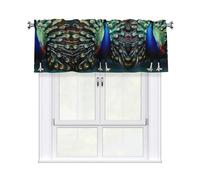 BTCOWZRV Beautiful Peacock Curtain Valance for Windows,Kitchen Window Curtains Blackout Drapes Window Treatments Decorative Rod Pocket Short Curtain for Living Room Bedroom,54" W x 18" L