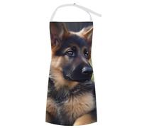BTCOWZRV Bib Apron with Pockets German Shepherd Puppy Aprons Waterproof Kitchen Aprons Adjustable Cooking Apron for Women Men, Style, 70x80cm, Style, 70x80cm