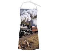 BTCOWZRV Bib Apron with Pockets Steam Locomotive Train Aprons Waterproof Kitchen Aprons Adjustable Cooking Apron for Women Men, Style, 70x80cm, Style, 70x80cm