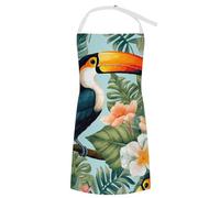 BTCOWZRV Bib Apron with Pockets Tropical Flower Bird Aprons Waterproof Kitchen Aprons Adjustable Cooking Apron for Women Men, Style, 70x80cm, Style, 70x80cm
