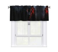 BTCOWZRV Big Black Wolf with red Eyes Curtain Valance for Windows,Kitchen Window Curtains Blackout Drapes Window Treatments Decorative Rod Pocket Short Curtain for Living Room Bedroom,54" W x 18" L