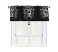 BTCOWZRV Black and White Lion Head Curtain Valance for Windows,Kitchen Window Curtains Blackout Drapes Window Treatments Decorative Rod Pocket Short Curtain for Living Room Bedroom,54" W x 18" L