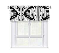 BTCOWZRV Black and White Music Note Curtain Valance for Windows,Kitchen Window Curtains Blackout Drapes Window Treatments Decorative Rod Pocket Short Curtain for Living Room Bedroom,54" W x 18" L