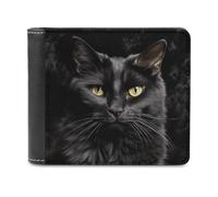 BTCOWZRV Black Cat Golden Eyes Slim Wallets for Men Bifold Wallet