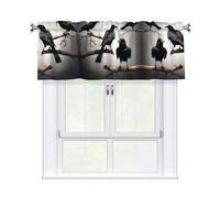 BTCOWZRV Black Crow Birds on a Branch Curtain Valance for Windows,Kitchen Window Curtains Blackout Drapes Window Treatments Decorative Rod Pocket Short Curtain for Living Room Bedroom,54" W x 18" L
