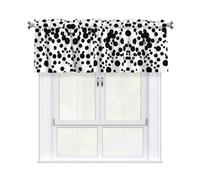 BTCOWZRV Black & White Big Dot Curtain Valance for Windows,Kitchen Window Curtains Blackout Drapes Window Treatments Decorative Rod Pocket Short Curtain for Living Room Bedroom,54" W x 18" L