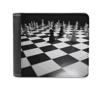 BTCOWZRV Black White Chess Checkerboard Slim Wallets for Men Bifold Wallet