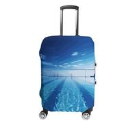 BTCOWZRV Blue Swimming Pool Travel Luggage Cover Dustproof Suitcase Cover Luggage Covers For Suitcase Thicken Elastic Suitcase Protector Washable Baggage Covers Fit 19-32 Inch Luggage, White, L