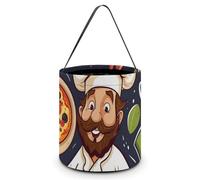 BTCOWZRV Chef Pizza Halloween Candy Bags with Handles Large Reusable Halloween Trick Or Treat Bags Portable Halloween Candy Bucket Goodie Bags for Halloween Party Favors, Style, 7.9"Ã-7.9"Ã-8.3",