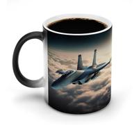 BTCOWZRV Color Changing Mug Aircraft Fighter Jets Ceramic Coffee Mug Heat Changing Sensitive Mug Magic Tea Cup Novelty Coffee Mugs for Women Men