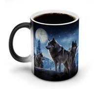 BTCOWZRV Color Changing Mug Wolfs Ceramic Coffee Mug Heat Changing Sensitive Mug Magic Tea Cup Novelty Coffee Mugs for Women Men