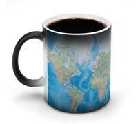 BTCOWZRV Color Changing Mug World Map Ceramic Coffee Mug Heat Changing Sensitive Mug Magic Tea Cup Novelty Coffee Mugs for Women Men