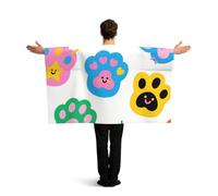 BTCOWZRV Colorful Doodle Cute Paw Print Flag Cape with Sleeves for Adults, Wearable Flag Cloak Lightweight Body Flag Cloak Outfits Costume Accessories for Party Favors Celebrations