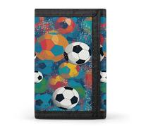 BTCOWZRV Colorful Football Trifold Wallet for Men Women Stylish Slim Trifold Wallet Minimalist Front Pocket Outdoor Sports Wallets Large Capacity Cards Purse Coin And Credit Card Holder