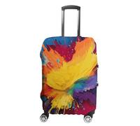 BTCOWZRV Colorful Paint Splatter Art Travel Luggage Cover Dustproof Suitcase Cover Luggage Covers For Suitcase Thicken Elastic Suitcase Protector Washable Baggage Covers Fit 19-32 Inch Luggage, White,