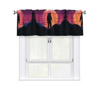 BTCOWZRV Cool Astronaut Curtain Valance for Windows,Kitchen Window Curtains Blackout Drapes Window Treatments Decorative Rod Pocket Short Curtain for Living Room Bedroom,54" W x 18" L