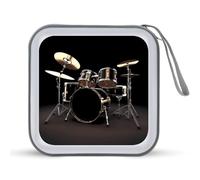 BTCOWZRV Cool Drum Set CD Case Holder 40 Capacity DVD Case Wallet Portable Hard Plastic Disc Cases Storage Binder Large Storage Disc Wallet Bag with Zippers for Car Home Office Travel