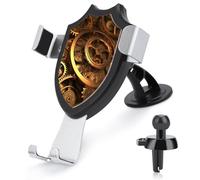 BTCOWZRV Cool Steampunk Gears Car Phone Holder [Upgraded Strongest Suction & Clip] Cell Phone Mount for Dashboard Windshield Vent Wall, Universal Hands Free Automobile Cradle for Women Men