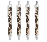 BTCOWZRV Cow Printed Ballpoint Pens 4 PCS - 0.5mm Retractable Gel Pens with Comfortable Grip, No Bleed Black Ink, Personalized Ball Point Pen Smooth Writing Pens Gift for Men Women