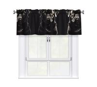 BTCOWZRV Cute Black Pug Dog Curtain Valance for Windows,Kitchen Window Curtains Blackout Drapes Window Treatments Decorative Rod Pocket Short Curtain for Living Room Bedroom,54" W x 18" L