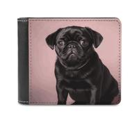 BTCOWZRV Cute Black Pug Slim Wallets for Men Bifold Wallet