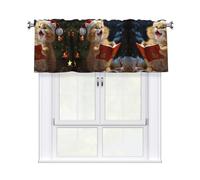 BTCOWZRV Cute Cat Sing Christmas Carols Curtain Valance for Windows,Kitchen Window Curtains Blackout Drapes Window Treatments Decorative Rod Pocket Short Curtain for Living Room Bedroom,54" W x 18" L
