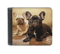 BTCOWZRV Cute French Bulldog Graphics Slim Wallets for Men Bifold Wallet | PU Leather Wallet Travel Wallets with Cash Compartment Portable Pocket Wallet for Husband Dad Boyfriend