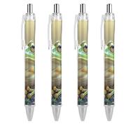 BTCOWZRV Cute Frog Ballpoint Pens 4 PCS - 0.5mm Retractable Gel Pens with Comfortable Grip, No Bleed Black Ink, Personalized Ball Point Pen Smooth Writing Pens Gift for Men Women