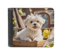 BTCOWZRV Cute Maltese Puppy Dog Slim Wallets for Men Bifold Wallet