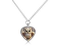 BTCOWZRV Cute Owl Pet Cremation Jewelry for Ashes Pet Heart Urn Necklace for Ashes Memorial Pendant Necklace Keepsake Jewelry Urn Locket Keepsake Pendant for Dog Cat Puppy