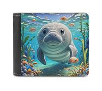 BTCOWZRV Cute Sea Animal Manatee Slim Wallets for Men Bifold Wallet