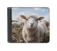 BTCOWZRV Cute Sheep Lamb Slim Wallets for Men Bifold Wallet