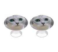 BTCOWZRV Cute White Cat 2 Pack Cabinet Knobs Drawer Pulls