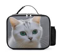 BTCOWZRV Cute White Cat Insulated Lunch Bag Lunchbox Cooler Bag
