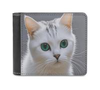 BTCOWZRV Cute White Cat Slim Wallets for Men Bifold Wallet