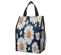 BTCOWZRV Daisy Pattern Insulated Foldable Lunch Bag, Reusable Lunch Box, Leakproof Cooler Bag for Work Travel Picnic Hiking