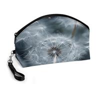 BTCOWZRV Dandelion Seeds Pictures Curved Makeup Bag, Large Capacity PU Leather Cosmetic Bag, Portable Zipper Toiletry Bags for Women