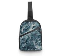 BTCOWZRV Dark Blue Camouflage Pattern Foldable Sling Bag for Men & Women, Chest Bag Daypack Fanny Pack Crossbody for Travel Work Sport