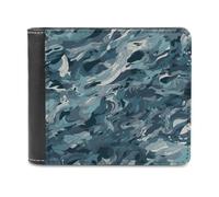 BTCOWZRV Dark Blue Camouflage Pattern Slim Wallets for Men Bifold Wallet