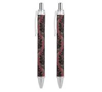 BTCOWZRV Dark Red Pattern Ballpoint Pens 2 PCS - 0.5mm Retractable Gel Pens with Comfortable Grip, No Bleed Black Ink, Personalized Ball Point Pen Smooth Writing Pens Gift for Men Women